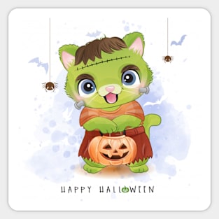 Happy Halloween Cute Frankienkitty Sticker